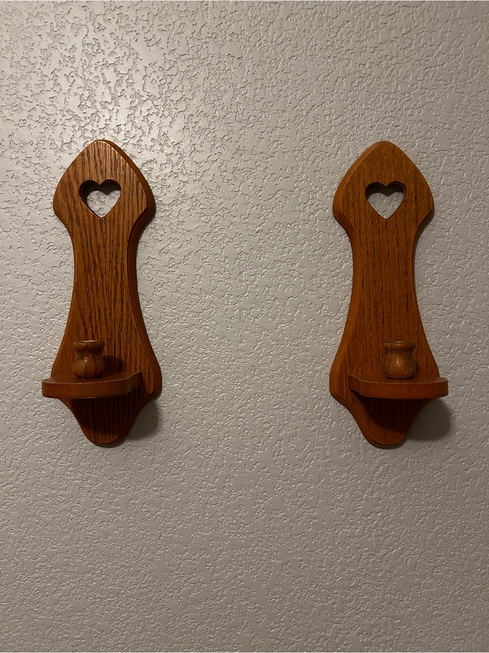 Vintage Cottage Core Oak Wall Candle Sconce - Brown